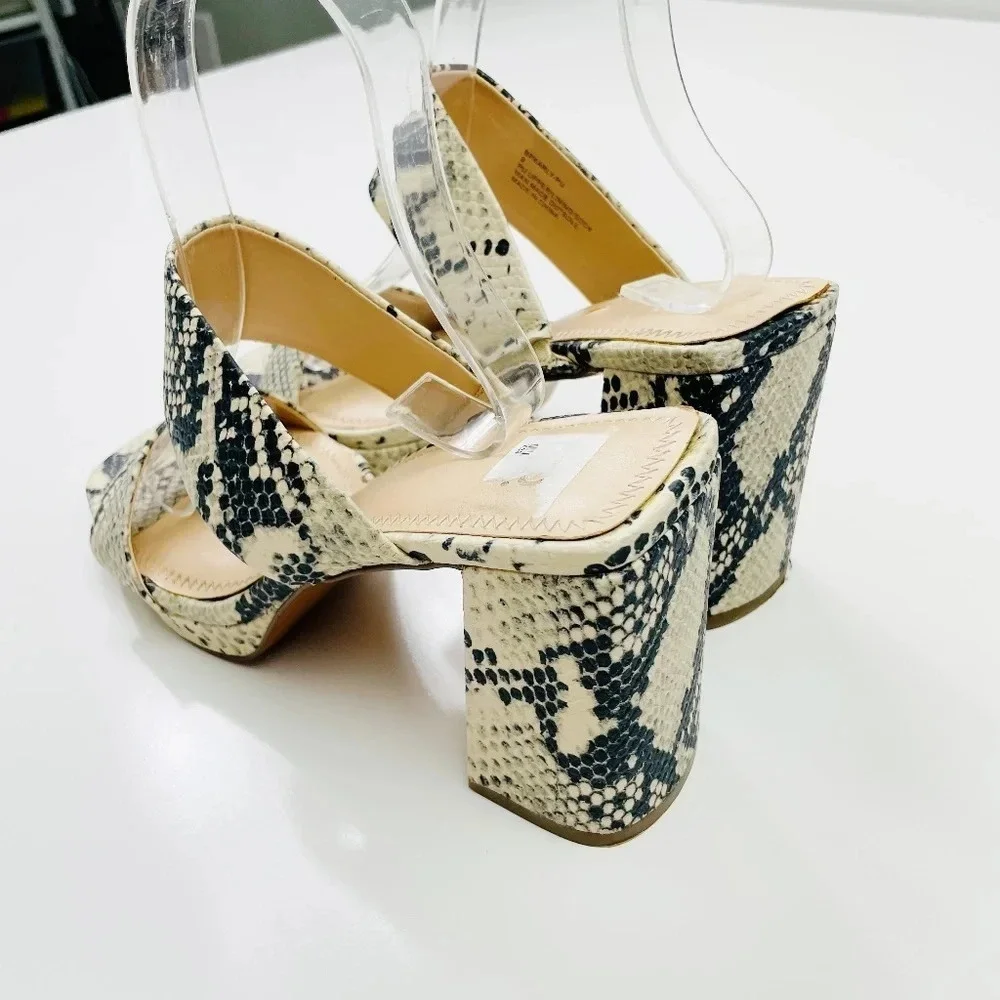 BP Karly Sandals Block Heel Snake Crocodile Print Platform Slide‎ Size 9